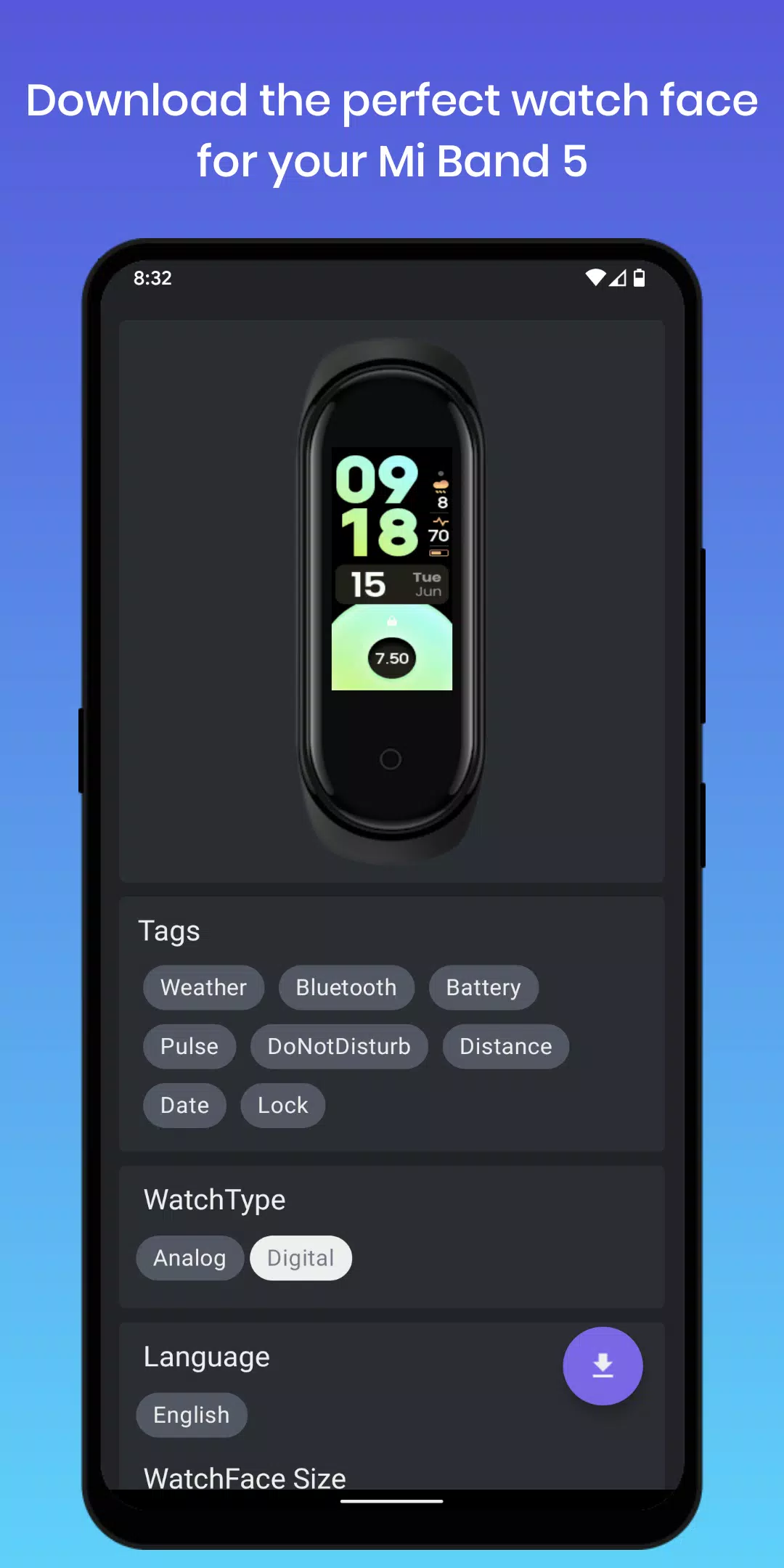 baixar watch face mi band 5